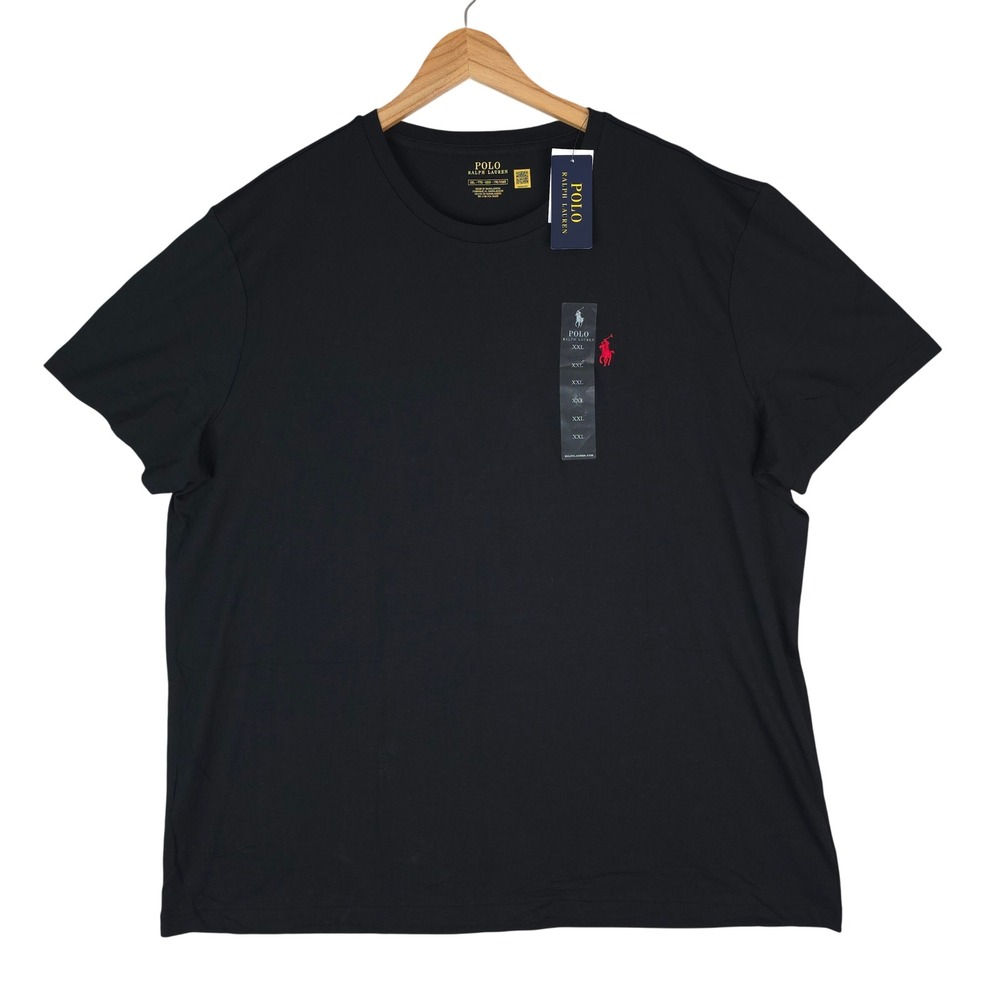 Polo Ralph Lauren T-Shirt Mens XXL Black Pony Logo‎ Standard Fit Jersey Crewneck